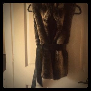 Faux Fur belted vest size L